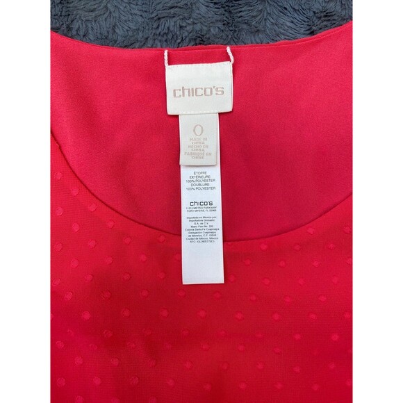 CHICO’s 0 swiss dot texture watermelon red tank top size 0/ small fully lined - Picture 5 of 7
